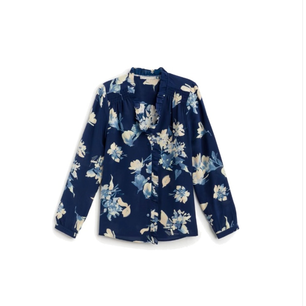 Daniel Rainn Rachel Ruffle Trim Silk Blouse